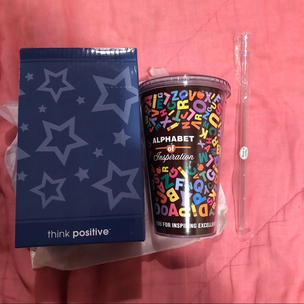 Teacher cup with straw